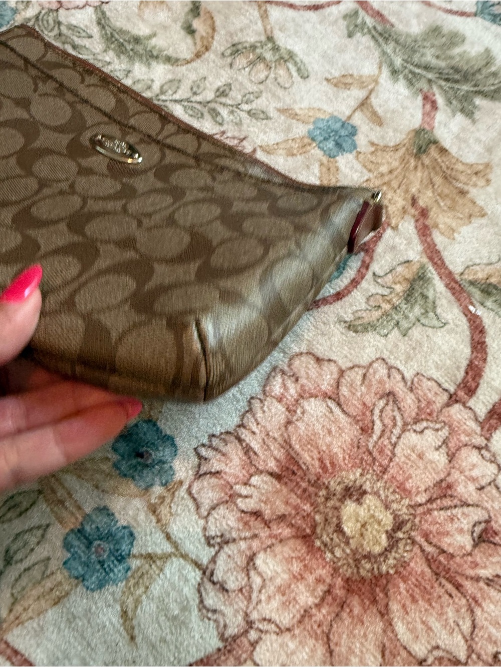 Coach Brown Signature Canvas Clutch with Gold Accent - Picture 7 of 9